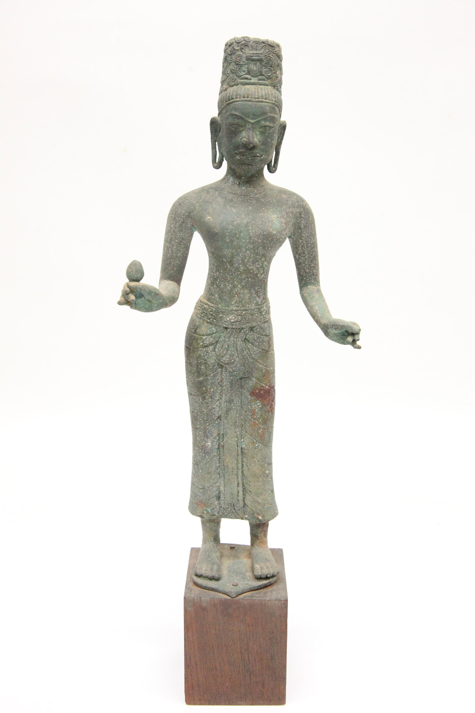 TIBETAN FIGURE: Bronze (?); weathered; H- 14 1/2"; F-G