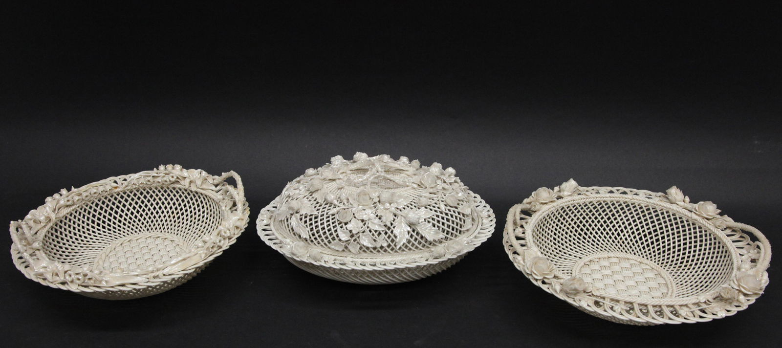 (3) PCS. BELLEEK BASKETS & COVERED DISH (1 of 5)