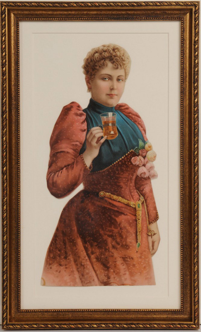 EXCEEDINGLY RARE 1897 COCA-COLA CARDBOARD PORTION: 9" X 6 1/2"; beautifully mounted and framed under conservation glass; the full bottom as well as lower left and right side margins appear to all be there and there are no staple holes present anywhere