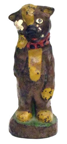 WEEPING PUP DOORSTOP: Painted cast iron; surface wear and chips; minor rust; H-8 3/4", G-G+