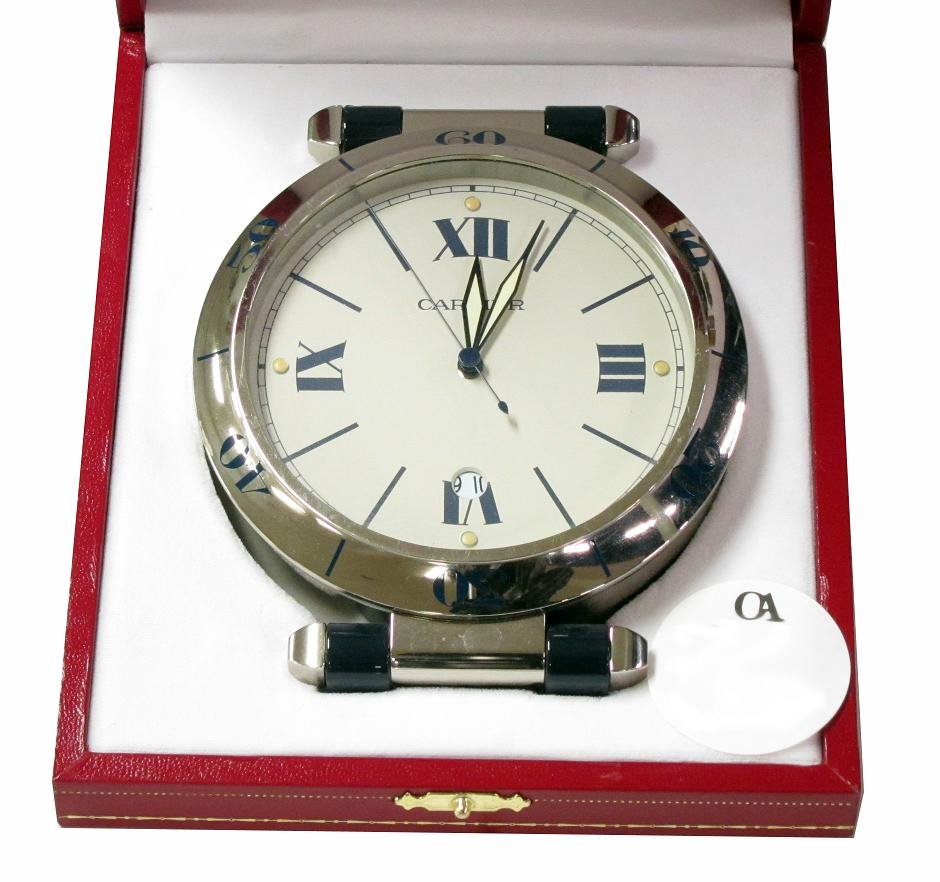 CARTIER DESK CLOCK: Missing battery back;