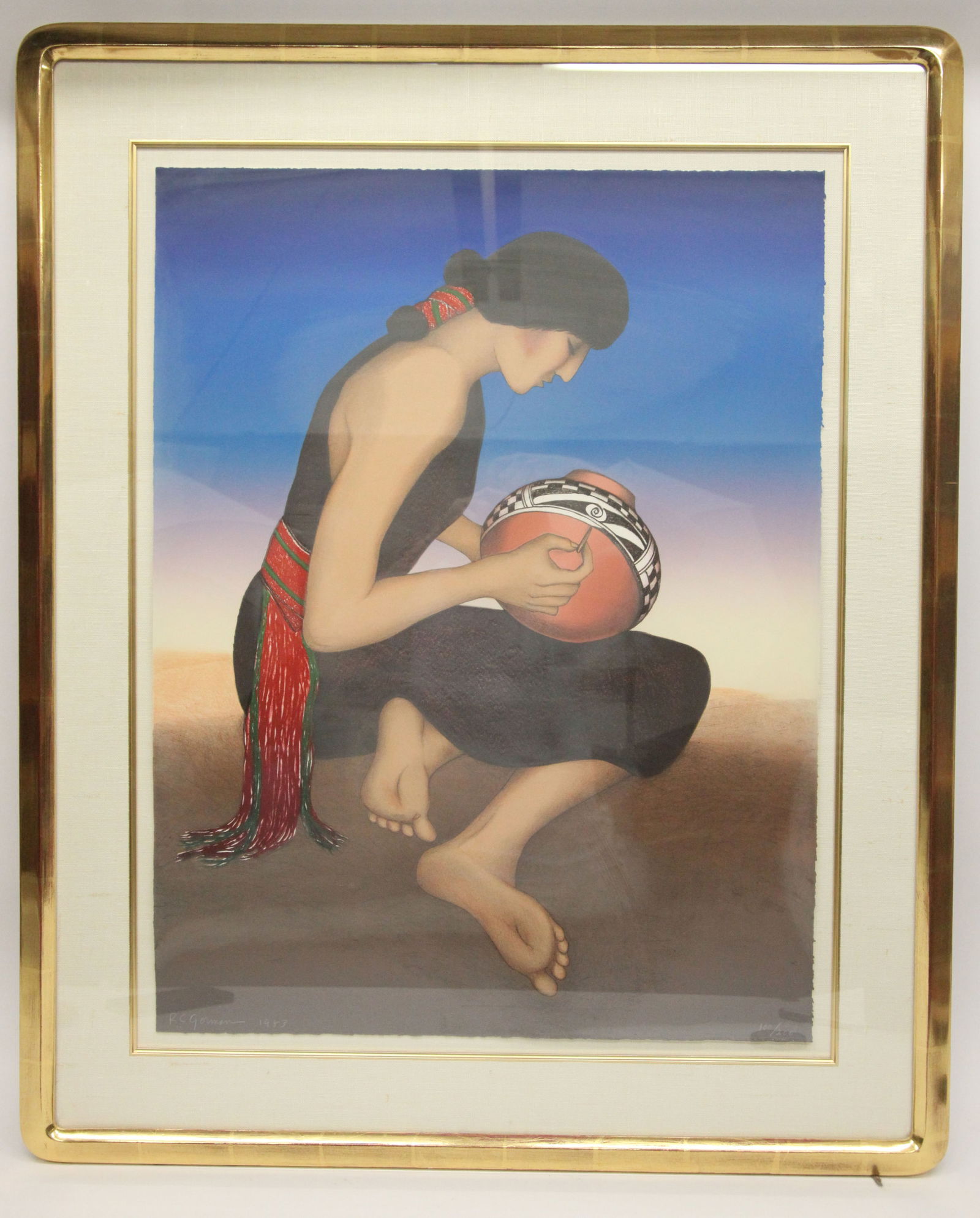 R. C. GORMAN PRINT: Signed lower left, 100/200; matted and framed, 29" x 23", EX-NM