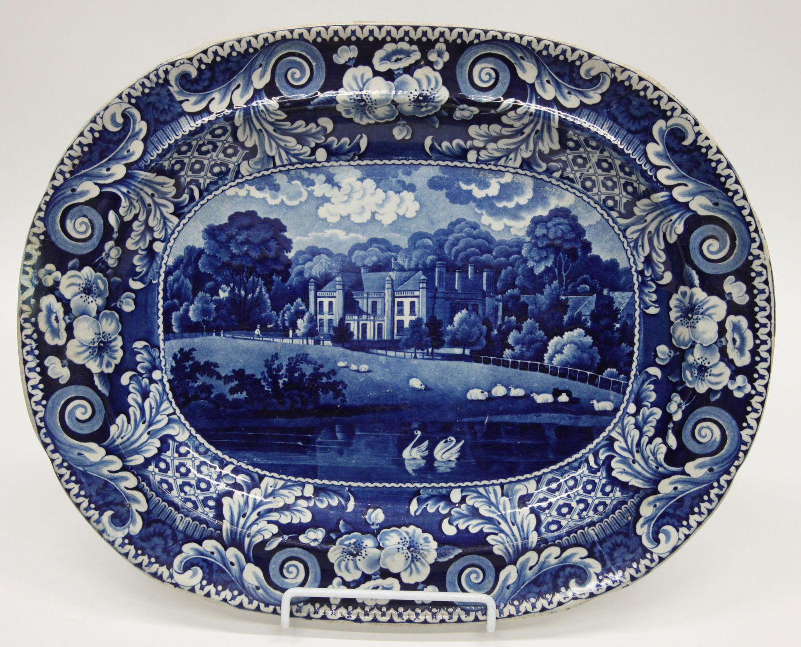 ENGLISH BLUE & WHITE TRANSFERWARE LARGE PLATTER (1 of 4)
