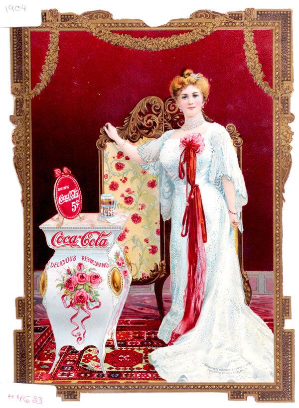 1904 COCA-COLA CROPPED CALENDAR TOP: 10 1/4" x 7 1/2". Beautiful condition on what is a nice remnant of the old calendar top. Only minimal marks or wear of any sort. Condition 9 to 9.5 / NM