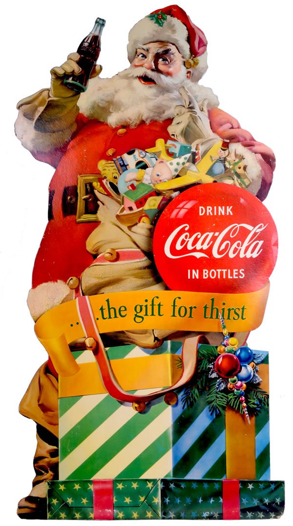 395: 1953 LARGE COCA-COLA SANTA CUTOUT