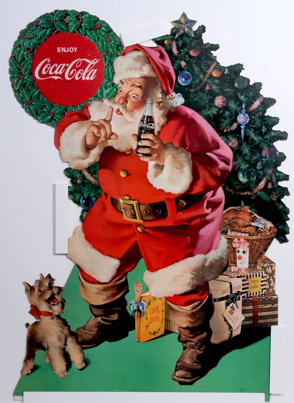 398: 1961 LARGE CARDBOARD CUTOUT COCA-COLA SANTA