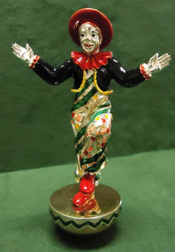 GENE MOORE CIRCUS CLOWN BALANCER: sterling, enamel, & vermeil; 4" in height; VG-EX