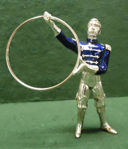 GENE MOORE CIRCUS ANIMAL TRAINER: sterling & enamel; 3" in height; VG-EX