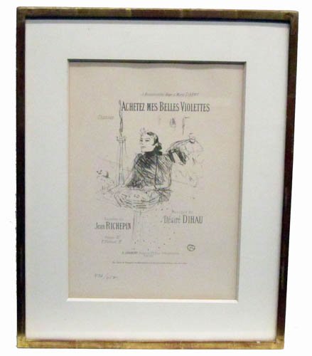 LAUTREC SHEET MUSIC PRINTS (7): third & final state posthumous edition of 450 printed in 1978; matted and framed; 14 1/2" x 10 1/2"; VG-EX