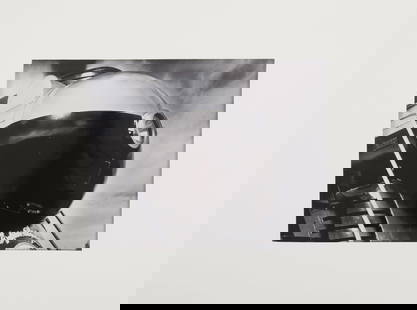 DREYFUSS PRESS PHOTOGRAPH: Henry Dreyfuss, (1904-1972), “Empire State Express Super-Streamliner, 50th Anniversary”, Press B/W photograph, Image Size: 7 ½” x 9 ¼”, Matte Size: 12” x 16R