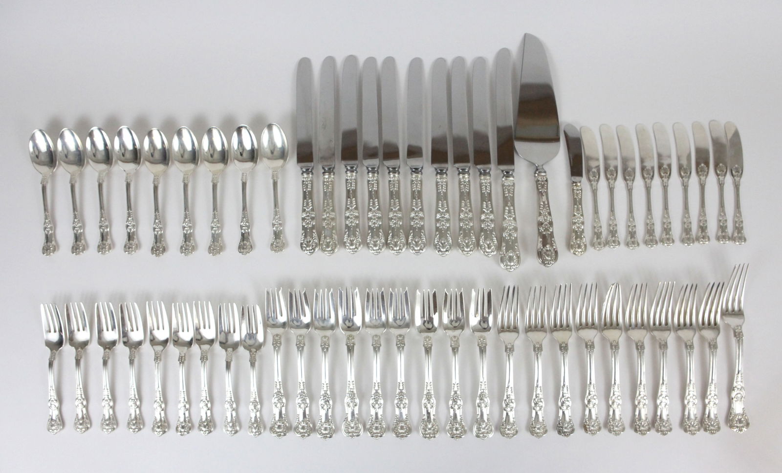 (58) PCS. TIFFANY STERLING "ENGLISH KING" FLATWARE (1 of 4)
