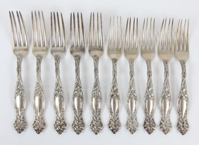 (10) STERLING DINNER FORKS