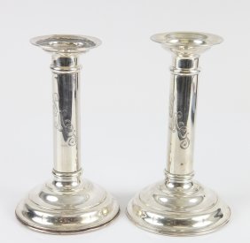 PAIR STERLING WALLACE CANDLESTICKS