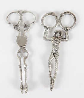 (2) PAIR SILVER SUGAR TONGS