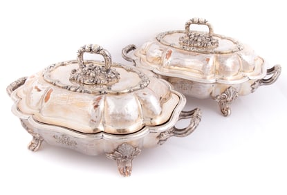 PLATED WARMING DISHES - PAIR