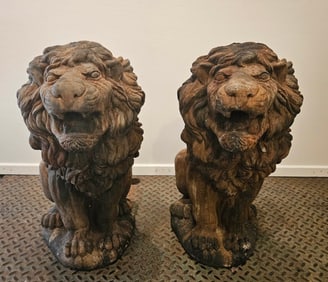PAIR LION GARDEN SCULPTURE