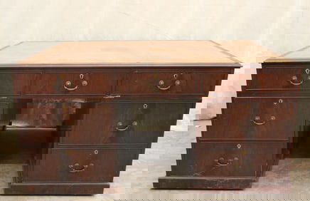 LEATHER TOP PARTNER'S DESK