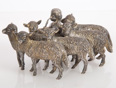 BRONZE SHEEP AND HERDER