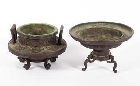 BRONZE INCENSE BURNERS (2)