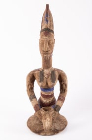 YORUBA CARVING OF WOMAN HOLDING BOWL