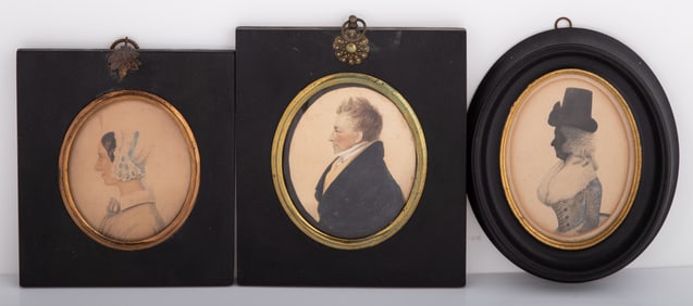 (3) ANTIQUE COLOR SILHOUETTES