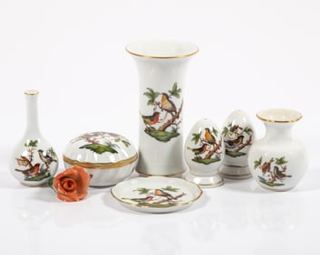 HEREND VASES, ETC. (8) PIECES