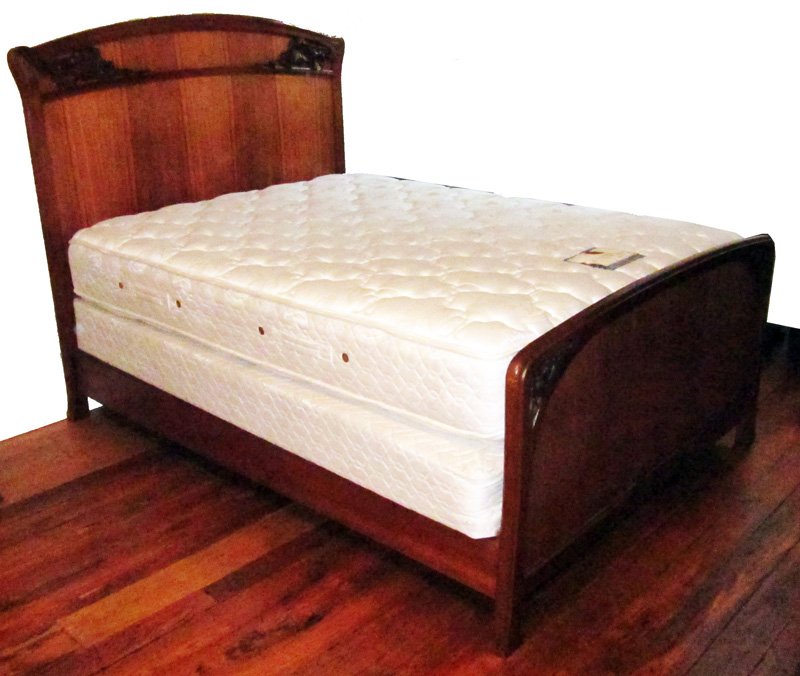 ART NOUVEAU BEDROOM SUITE: (3) Pieces; early Marjorelle; armoire H-95", W-52"; bed L-60"; VG