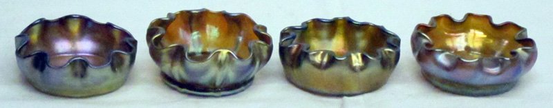 (4) TIFFANY FAVRILE OPEN SALTS: Dia.-2 3/4", VG-EX