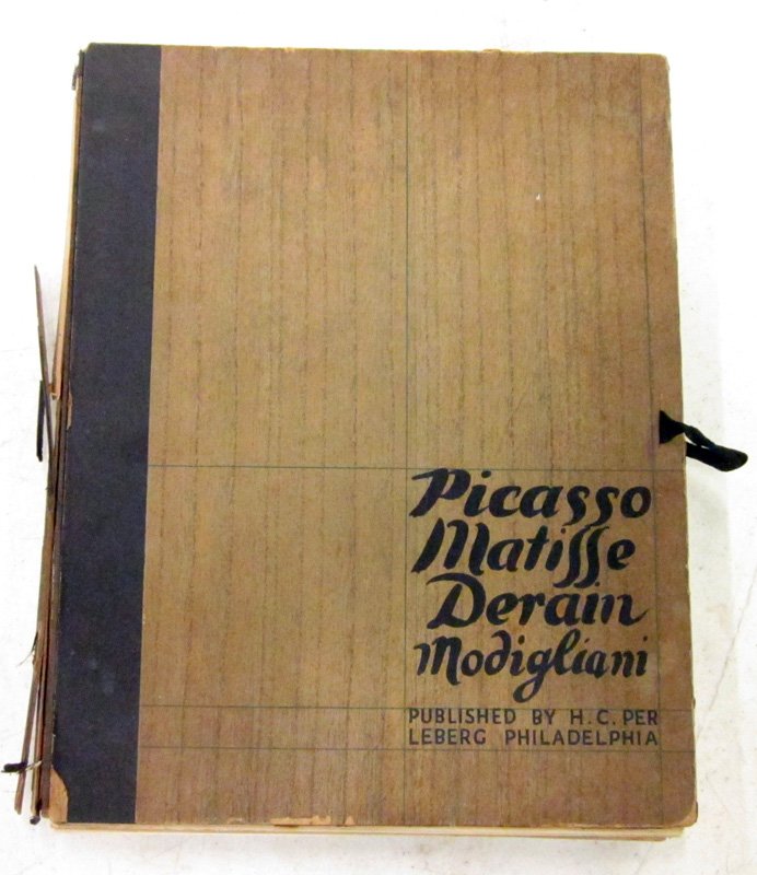 PICASSO MATISSE DERAIN MODIGLIANI PORTFOLIO: Published by H. C. Perleberg - Philadelphia - 38 photographs 1930; some edge wear and chips on photos; binding worn and split; 14" x 11", G