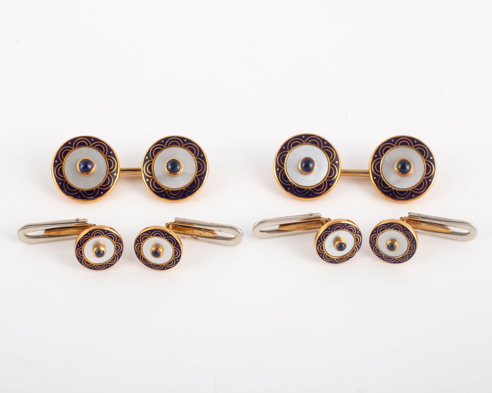 ASPREY 18K CUFFLINKS & STUDS SET with ORIGINAL BOX (1 of 8)