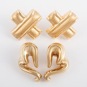 (2) PAIR 14K GOLD EARRINGS