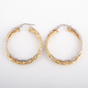 LARGE 18K GOLD HOOP EARRINGS