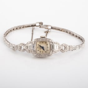 PLATINUM & DIAMOND HAMILTON WATCH