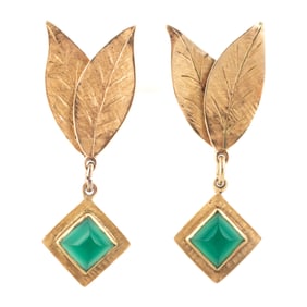 14K GOLD & JADE EARRINGS