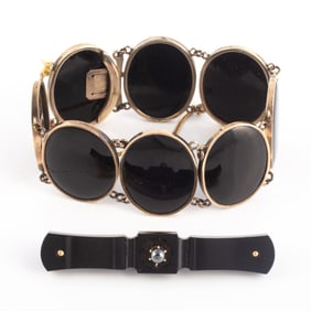 (2) PCS. MOURNING JEWELRY