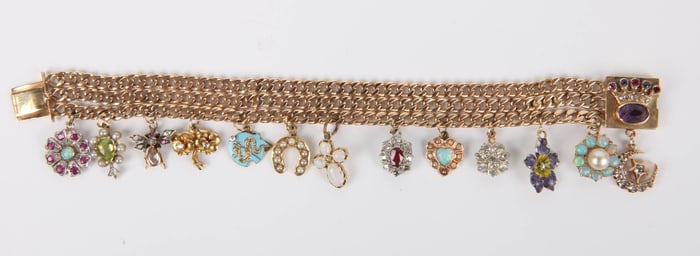 14K GOLD VICTORIAN CHARM BRACELET