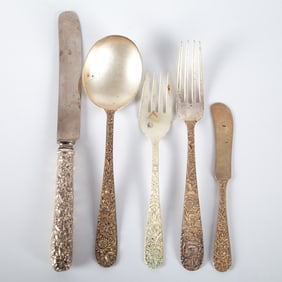 (30+/-) PCS. KIRK & SON STERLING "REPOUSSE" FLATWARE