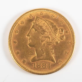 1884 US $5 DOLLAR GOLD COIN