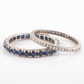 (2) SAPPHIRE & DIAMOND ETERNITY BANDS