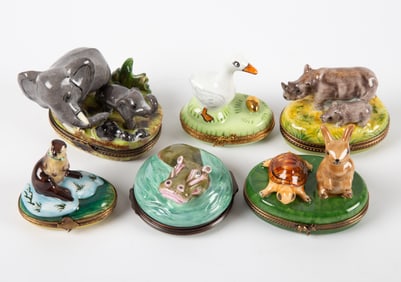 PORCELAIN ANIMAL BOXES (6)