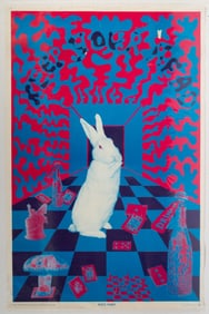 VINTAGE WHITE RABBIT POSTER