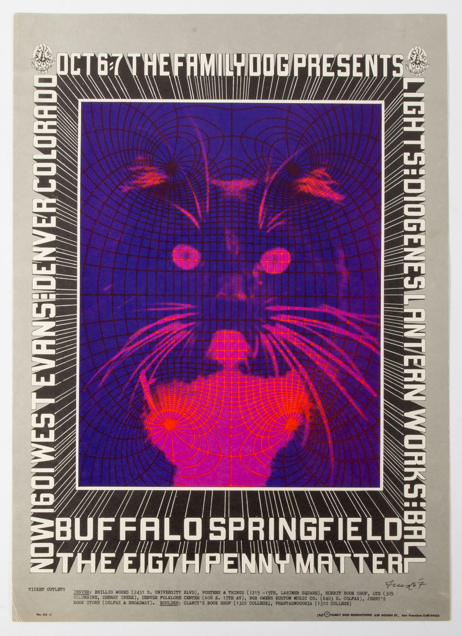 FAMILY DOG / BUFFALO SPRINGFIELD D5 VINTAGE POSTER (1 of 2)