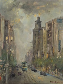CITY STREET SCENE PAINTING