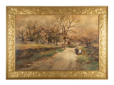 WOMAN & CHILD ON COUNTRY LANE