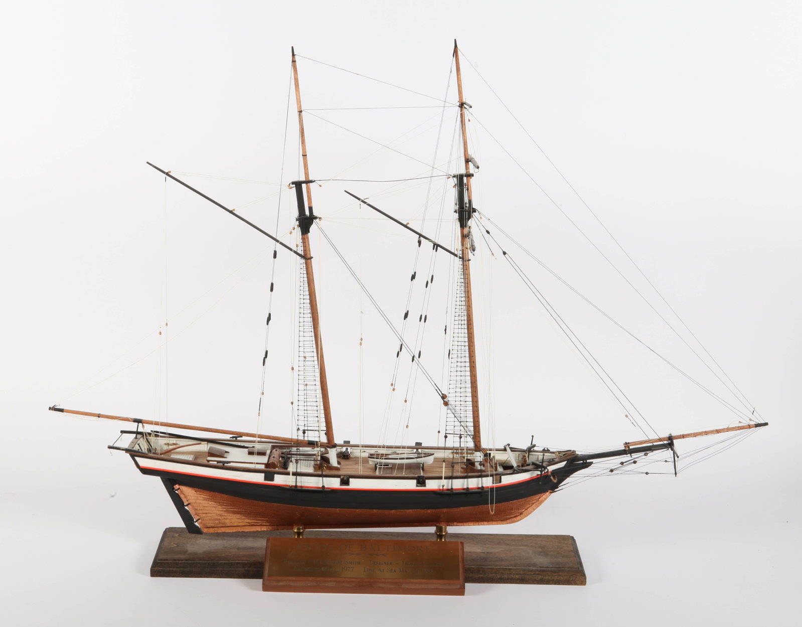 PRIDE OF BALTIMORE SHIP: Painted wood and plastic; L-33", 24" high, VG-EX