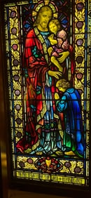 PAIR OF FINE LEADED & STAINED WINDOWS