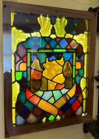 LOT OF (4) STAINED GLASS RELIGIOUS PANELS