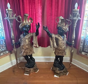 BLACKAMOOR FIGURAL TORCHIERES - PAIR