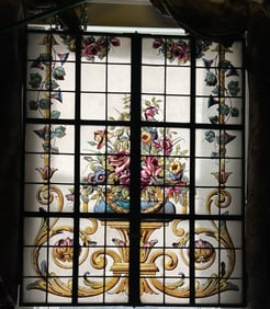 FLORAL STAINED GLASS PANEL
