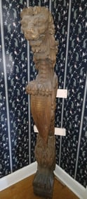 CARVED WOOD LION ARCHITECTURAL ELEMENT